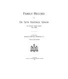 HASTINGS: Family record of Dr Seth Hastings, Sr, of Clinton, Oneida Co., New York