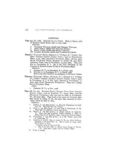 Howe Family Tree HOWE GENEALOGIES: This Volume Contains the Genealogy of John Howe of S ...