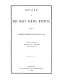 HOYT: Record of the Hoyt family meeting : held at Stamford, Connecticut, June 20 and 21, 1866