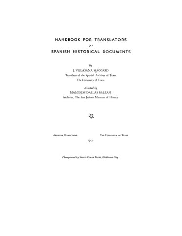 Handbook for Translators of Spanish Historical Documents