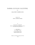 HARRIS, Dunlop, Valentine and Allied Families 1920