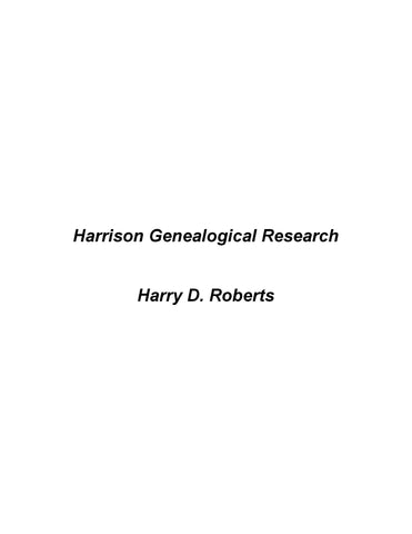 HARRISON: Harrison Genealogical Research 1966 (Softcover)