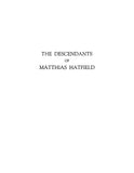 HATFIELD: Descendants of Matthias Hatfield 1954