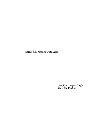 HAYES: Hayes and Conner Families (Softcover)