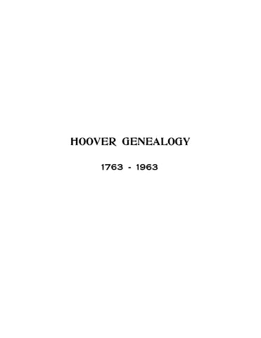 HOOVER: Hoover Genealogy 1763-1963 (Softcover)