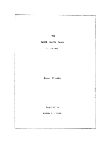 HOOVER: The Samuel Hoover Family 1772-1972 (Softcover)