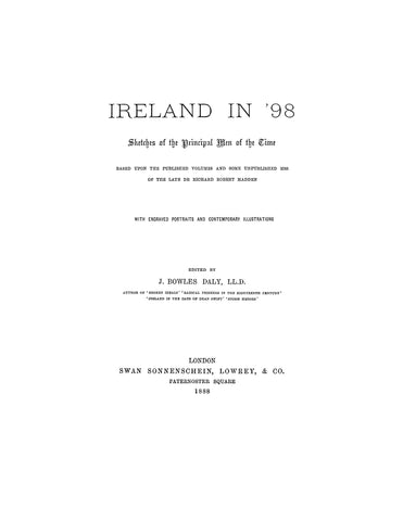 IRELAND: Ireland in '98, Sketches of the Principal Men of the Time