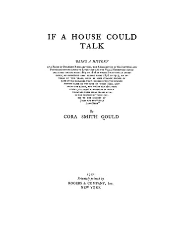 GOULD: If a House could Talk (Softcover) 1917