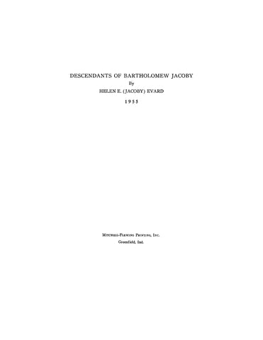 JACOBY: Descendants of Bartholomew Jacoby 1955