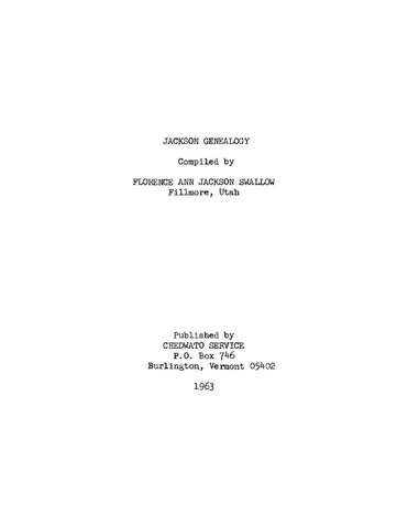 JACKSON: Jackson Genealogy (Softcover)