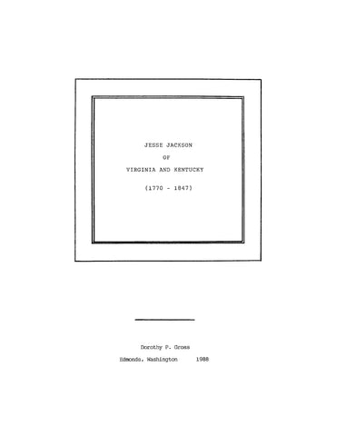 JACKSON: Jesse Jackson of Virginia and Kentucky (1770-1847) (Softcover)