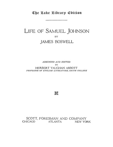 JOHNSON: Life of Samuel Johnson (1923)