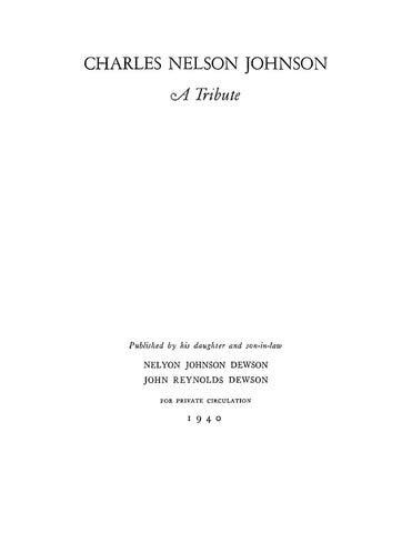 JOHNSON: Charles Nelson Johnson, a Tribute