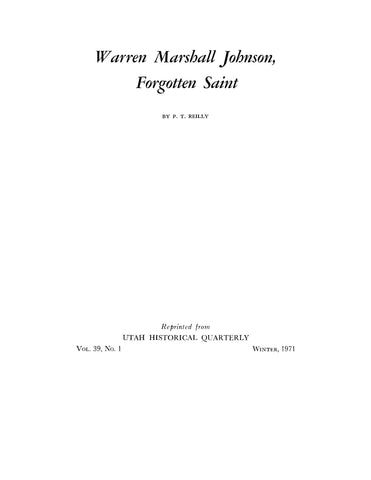 JOHNSON: Warren Marshall Johnson, Forgotten Saint (Softcover)