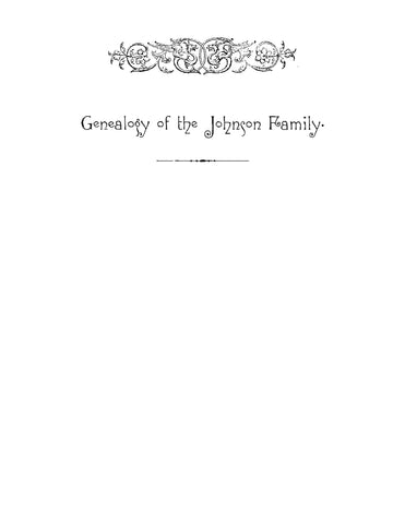 JOHNSON: Genealogy of the Johnson Family (Softcover)
