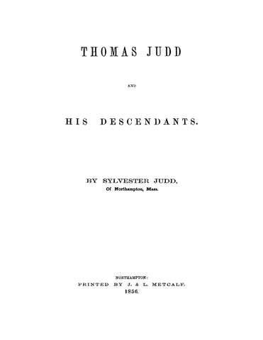 JUDD: Thomas Judd and his Descendants 1856