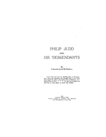 JUDD: Philip Judd and his descendants 1923
