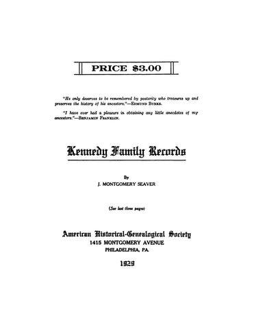 KENNEDY Family records (Softcover) 1929