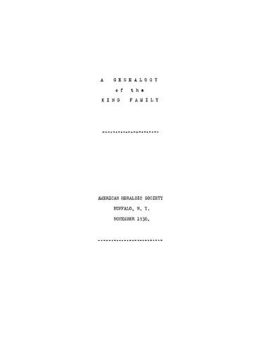 KING: Genealogy of the King family 1930