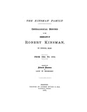 KINSMAN: Genealogical Record of the Descendants of Robert Kinsman of Ipswich, Massachusetts,  1624-1875. 1876