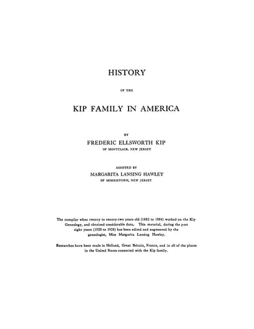 KIP: History of the Kip family in America 1928