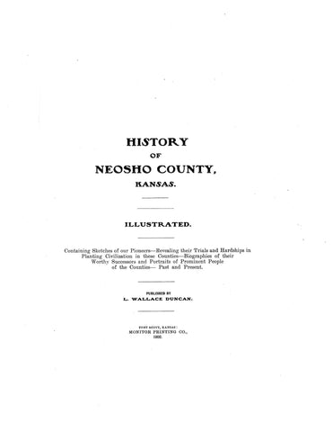 NEOSHO, KS: History of Neosho County, Kansas - Illustrated