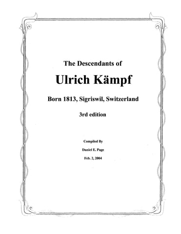 KAMPF: Descendants Of Ulrich Kämpf 2004