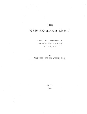 KEMP: The New England Kemps 1904