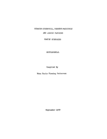 KENNEDY: Kerrick-Greenwell, Kennedy-Mattingly and Allied Families, Family Histories, Supplemental 1977 (Softcover)