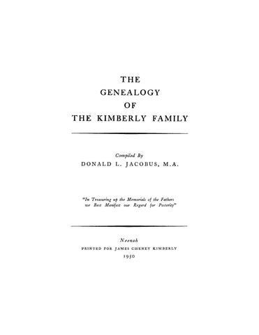 KIMBERLY: Genealogy of the Kimberly family 1950
