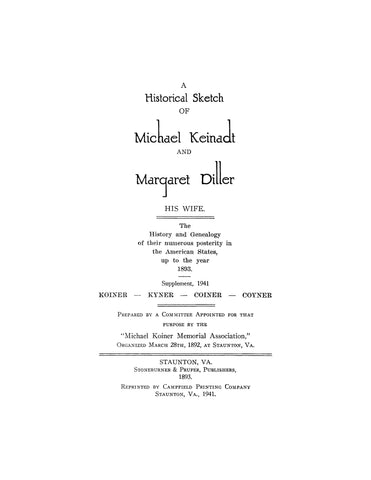 KOINER Supplement only. 1941