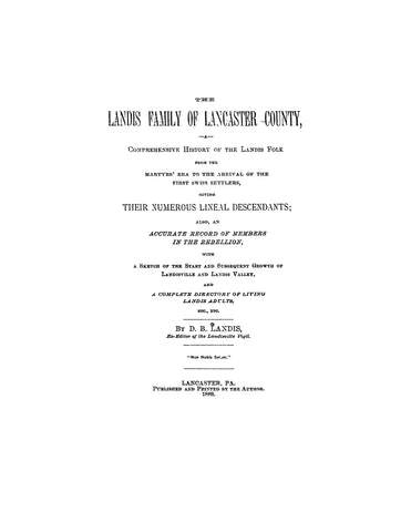 LANDIS Family of Lancaster County 1888
