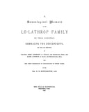 LATHROP - LOTHROP: Genealogical memoir of the Lo-Lathrop family. The descendants of Rev. John Lathrop of Scituate & Barnstable, MA 1884