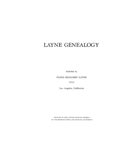 LAYNE Genealogy 1953