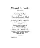 LeSAGE: Memorial de Familles: Genealogie LeSage, Genealogies Martin & Hamelin. 1910