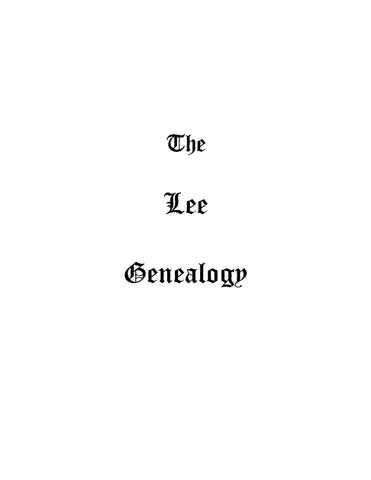 LEE Genealogy 1998