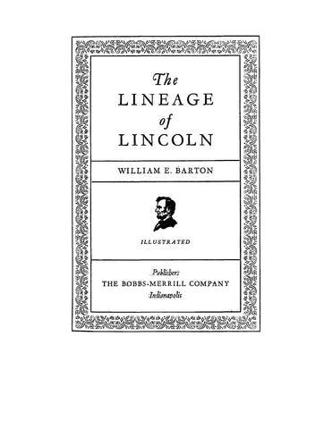 LINCOLN: The Lineage of Lincoln, Illustrated 1929