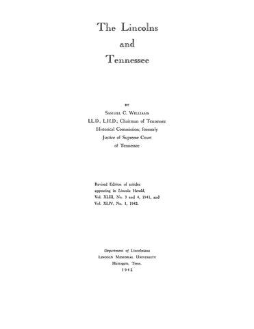 LINCOLN: The Lincolns and Tennessee 1942 (Softcover)