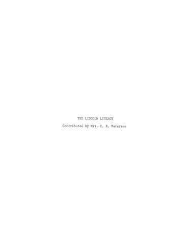 LINCOLN: The Lincoln lineage (Softcover)