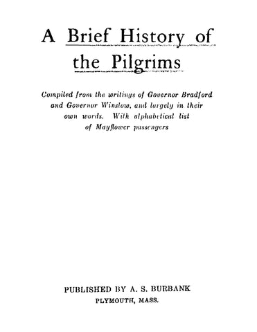 PILGRIMS, MA: A Brief History of the Pilgrims (Softcover)