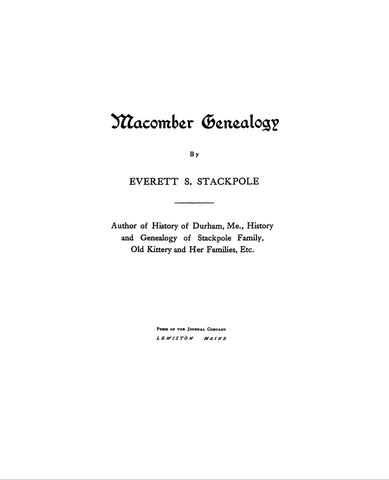 MACOMBER GENEALOGY 1908