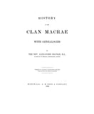 MACRAE: History of the Clan Macrae, with genealogies