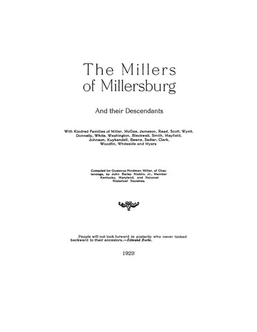 MILLER: The Millers of Millersburg and their Descendants 1923
