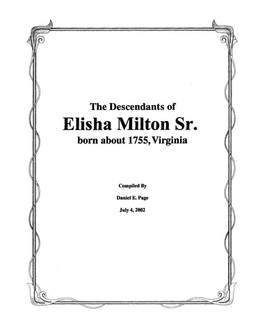 MILTON: Descendants of Elisha Milton, Sr. 2002