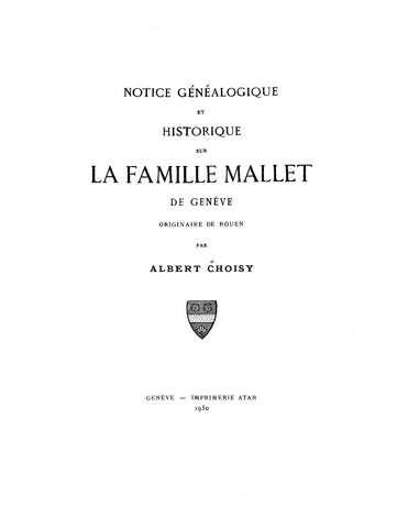 MALLET: La Famille Mallet. 1930