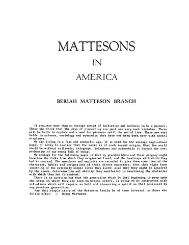 MATTESON: Mattesons in America: Meriah Matteson Branch