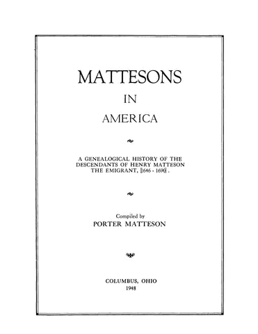 MATTESON: Matteson Genealogies (Softcover) 1948-1950