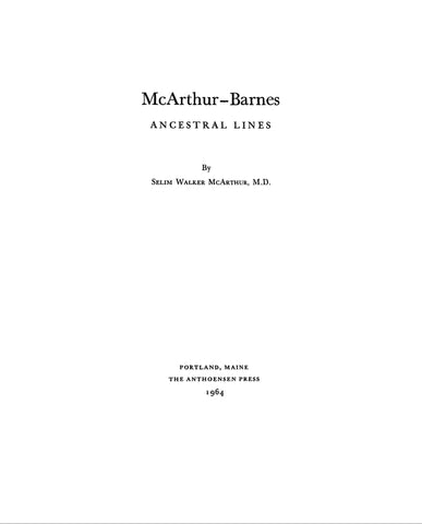 McARTHUR - BARNES Ancestral lines 1964