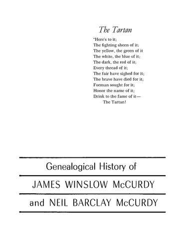 MCCURDY: Genealogical History of James Winslow McCurdy and Neil Barclay McCurdy (Softcover)