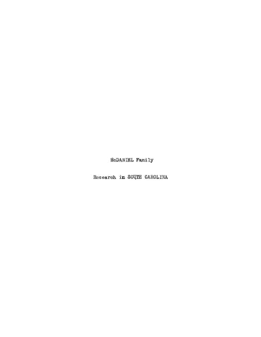 MCDANIEL: McDaniel Family Research in South Carolina (Softcover)